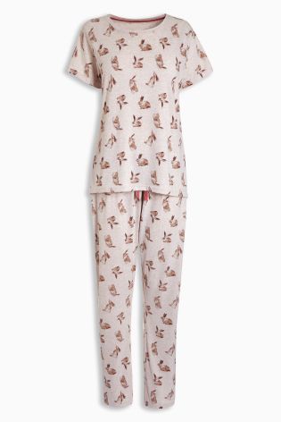 Oatmeal Wrapband Bunny Print Pyjamas